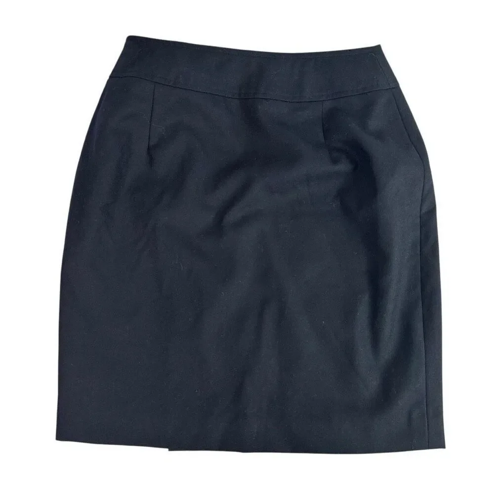 Lord & Taylor 6P Wrap Skirt Wool Navy